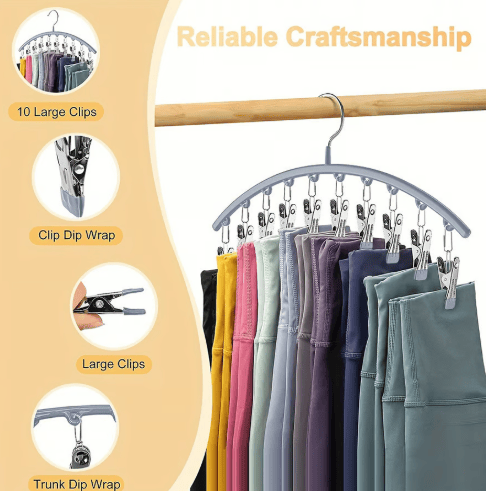 Legging Organizer for Closet, Metal Yoga Pants Hanger w/Rubber Coated
